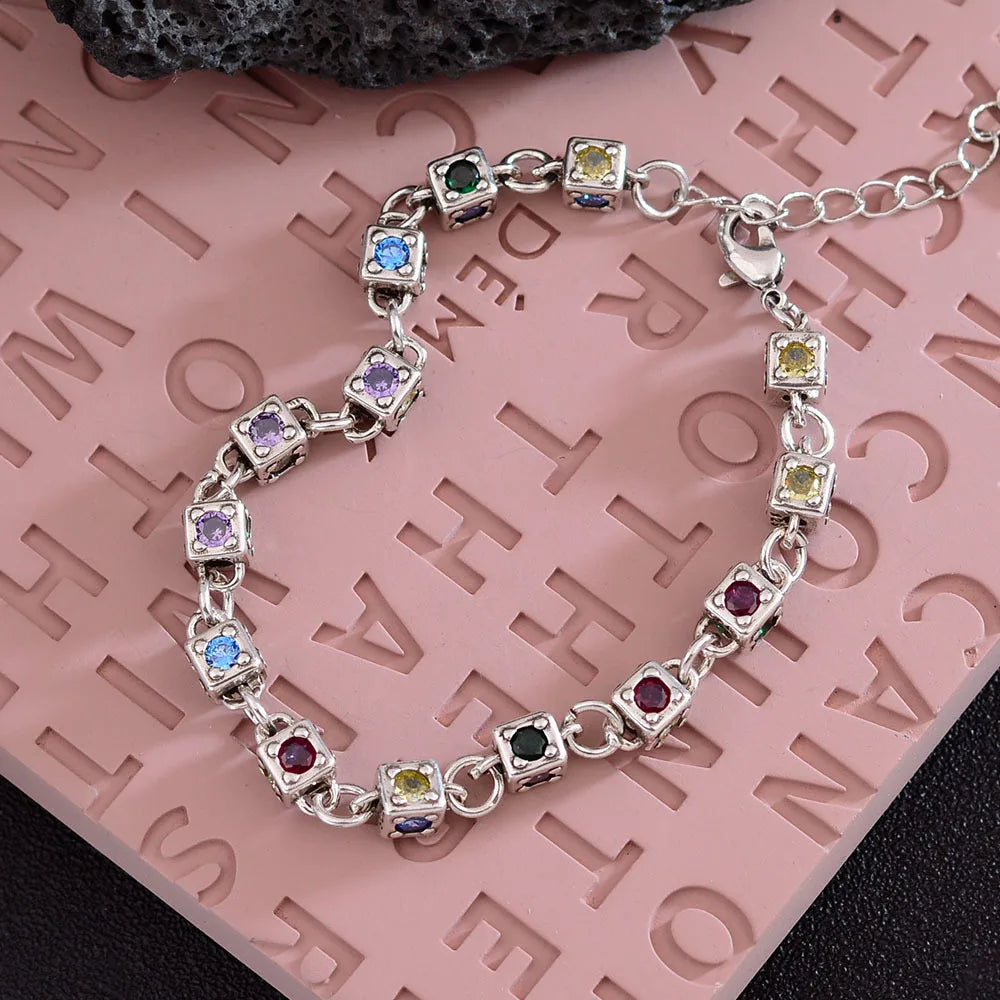 Bracelet Cristal Vintage Argent Thaï - Bijou Coloré pour Femme