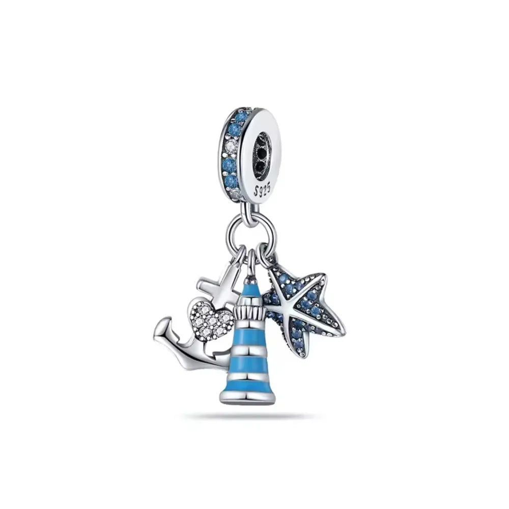 Fashionable 925 Sterling Silver Camera, Honey Pot, Elephant Pendant,Fit European Bracelet DIY Women's Charm Jewelry Safety Chain