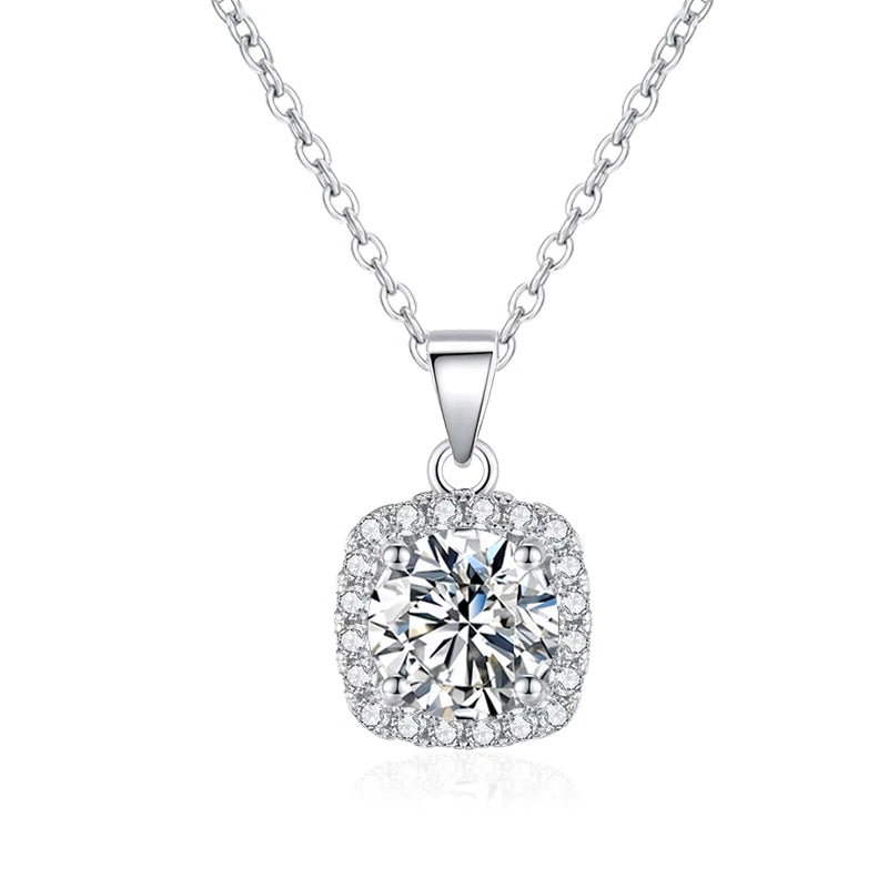 Collier Pendentif Moissanite 1ct ou 2ct - Argent 925 Plaqué Or Blanc