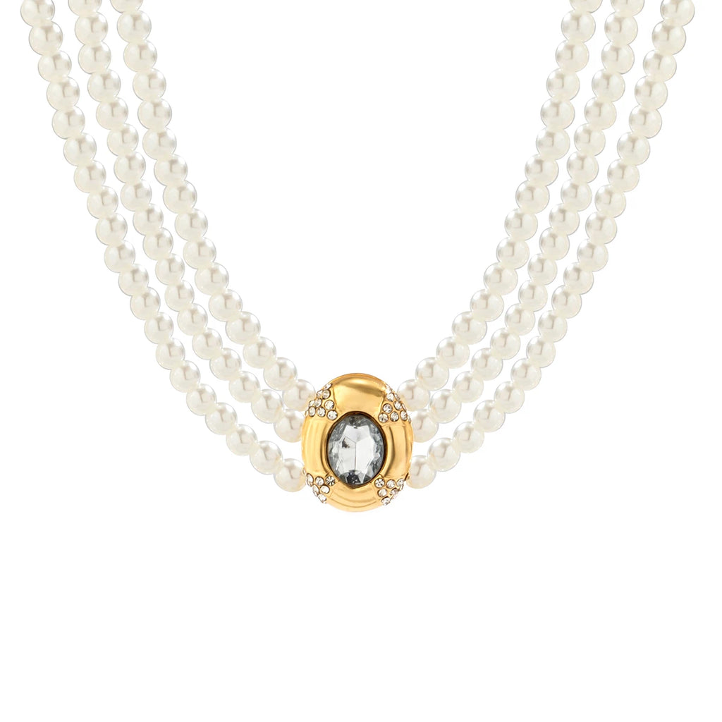 Collier Choker Perles & Strass - Bijou de Mariage