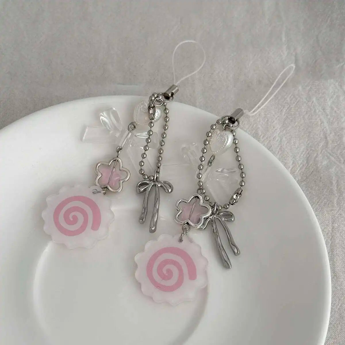 Porte-clés Pendentif Fleur & Nœud Y2K - Accessoire Sac & Téléphone
