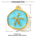 3pcs/Lot Stainless Steel Enamel Starfish Round DIY Charms Palm Tree Fishtail Necklace Pendants Woman Summer Holiday Jewelry