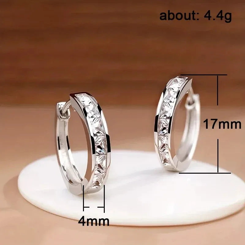 Gold Color Zircon Round Circle Hoops Earrings For Women Fashion Design Minimalist Ear buckle Earrings Party Wedding Jewelry Gift