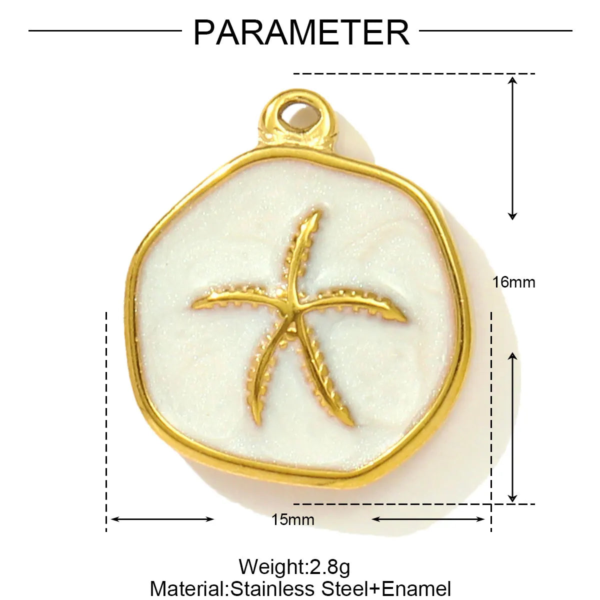 3pcs/Lot Stainless Steel Enamel Starfish Round DIY Charms Palm Tree Fishtail Necklace Pendants Woman Summer Holiday Jewelry