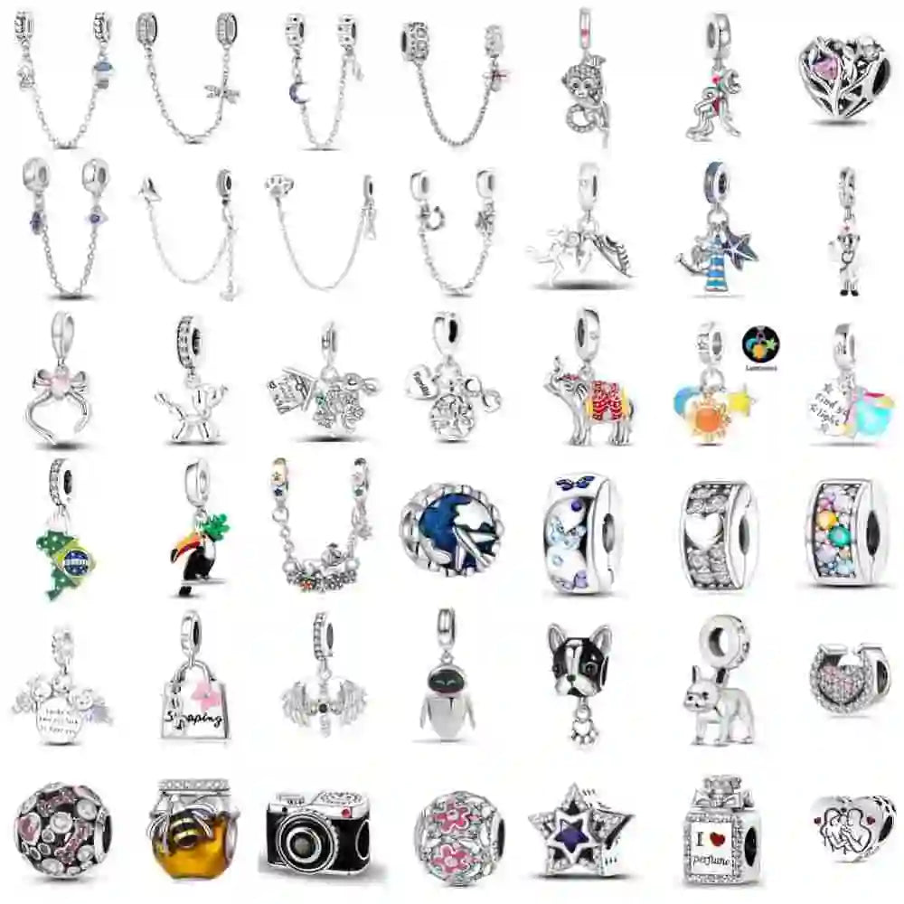 Fashionable 925 Sterling Silver Camera, Honey Pot, Elephant Pendant,Fit European Bracelet DIY Women's Charm Jewelry Safety Chain