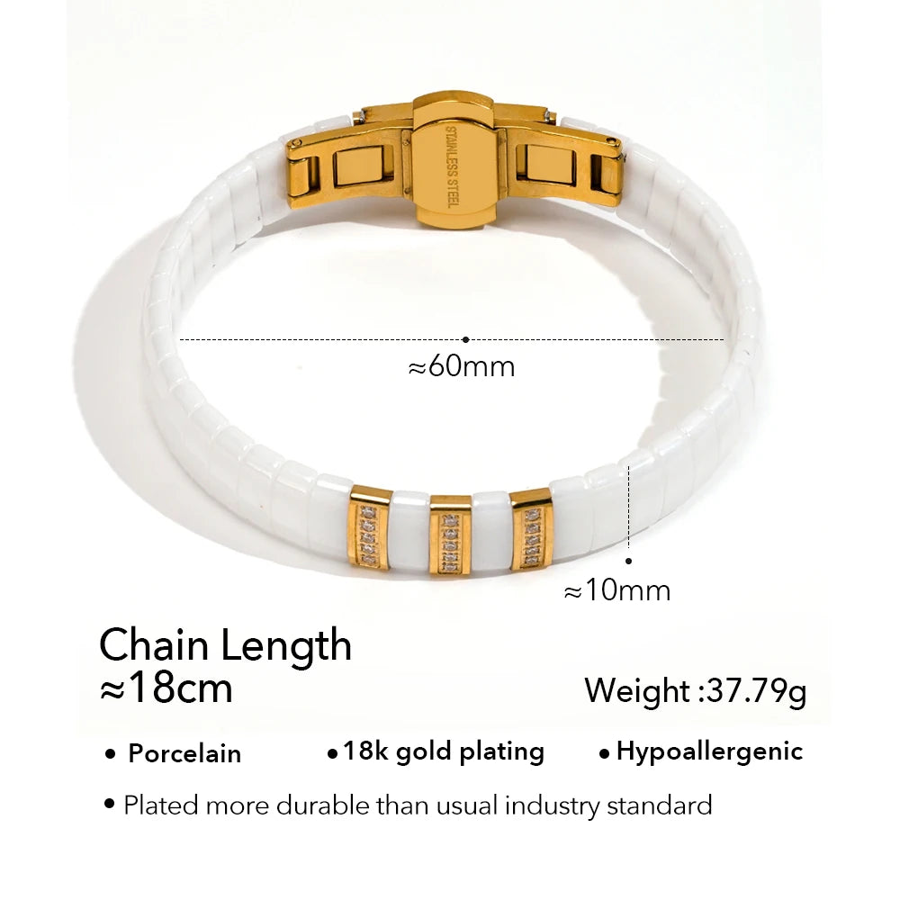 ENFASHION Pulseras Ceramic Spacer Metal Bracelet For Women's Stainless Steel Fashion 18k Plated Gold Fashion Jewelry B252546