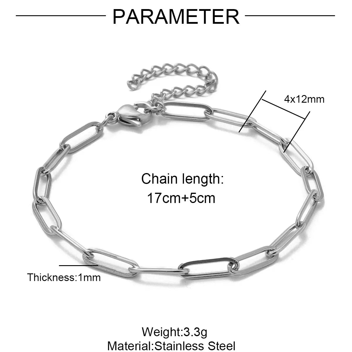 Lot de 5 Bracelets Chaîne Paperclip Acier Inoxydable - DIY & Artisanat