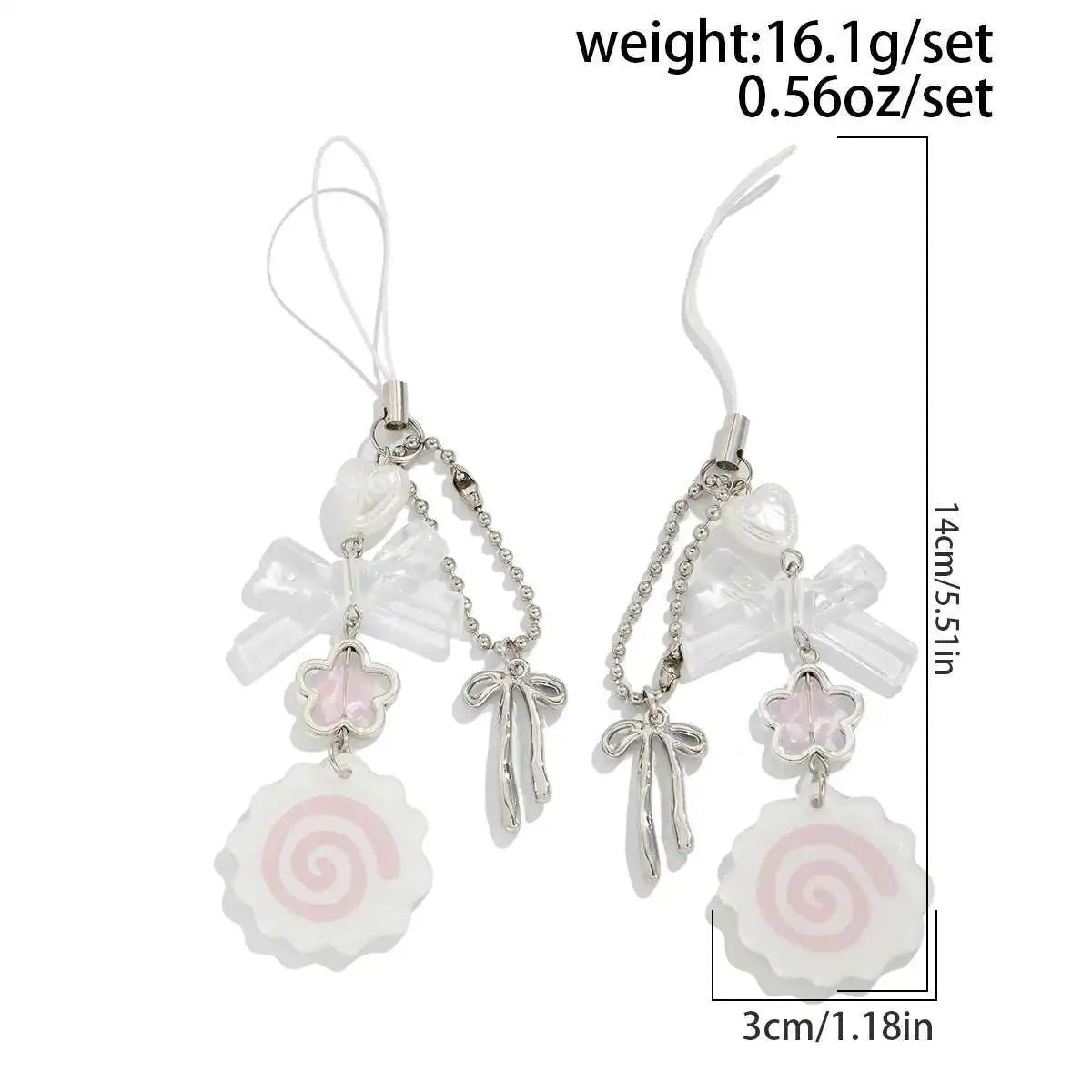 Porte-clés Pendentif Fleur & Nœud Y2K - Accessoire Sac & Téléphone