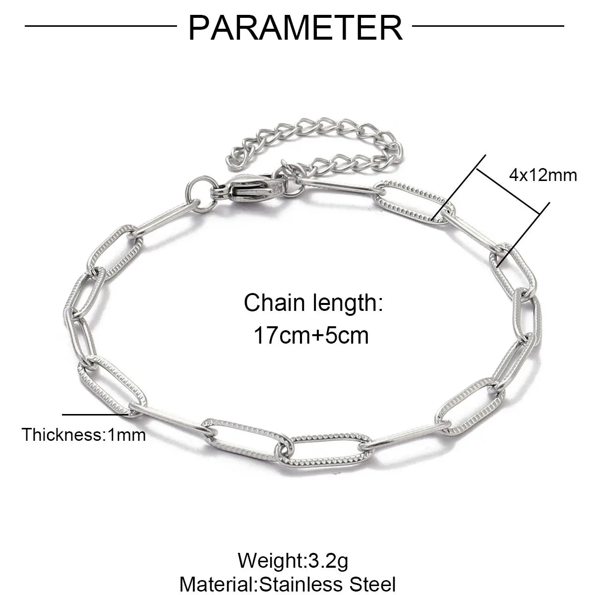 Lot de 5 Bracelets Chaîne Paperclip Acier Inoxydable - DIY & Artisanat