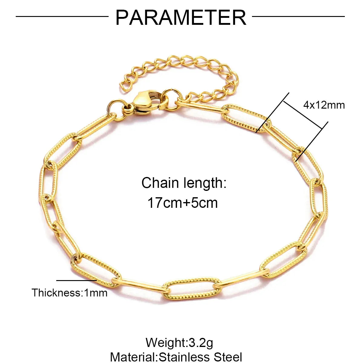 Lot de 5 Bracelets Chaîne Paperclip Acier Inoxydable - DIY & Artisanat
