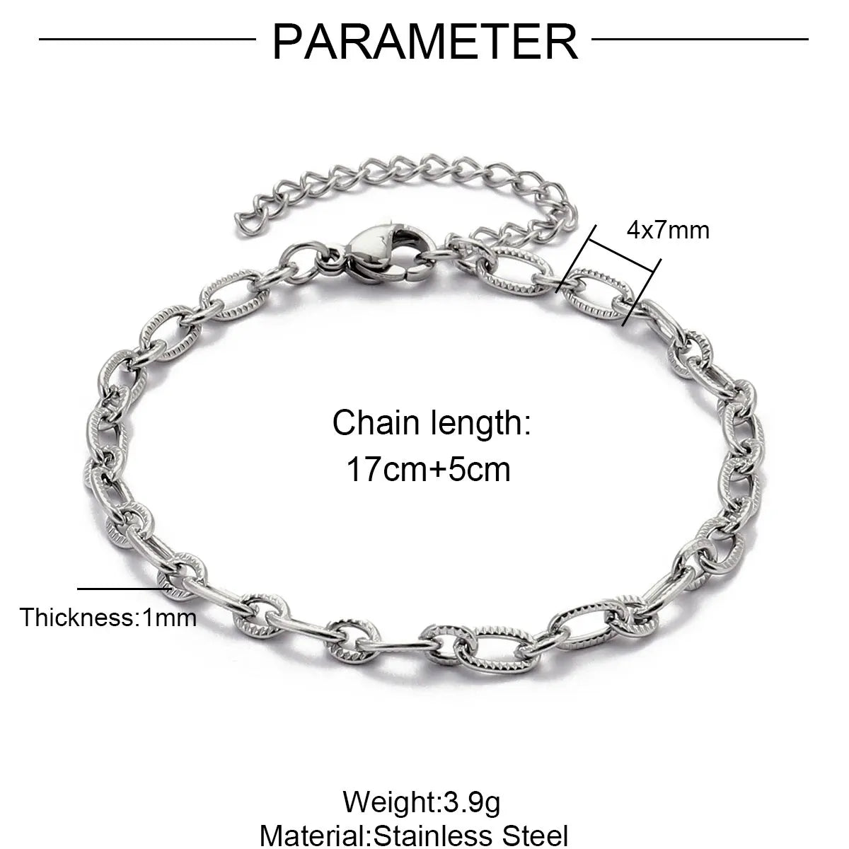 Lot de 5 Bracelets Chaîne Paperclip Acier Inoxydable - DIY & Artisanat