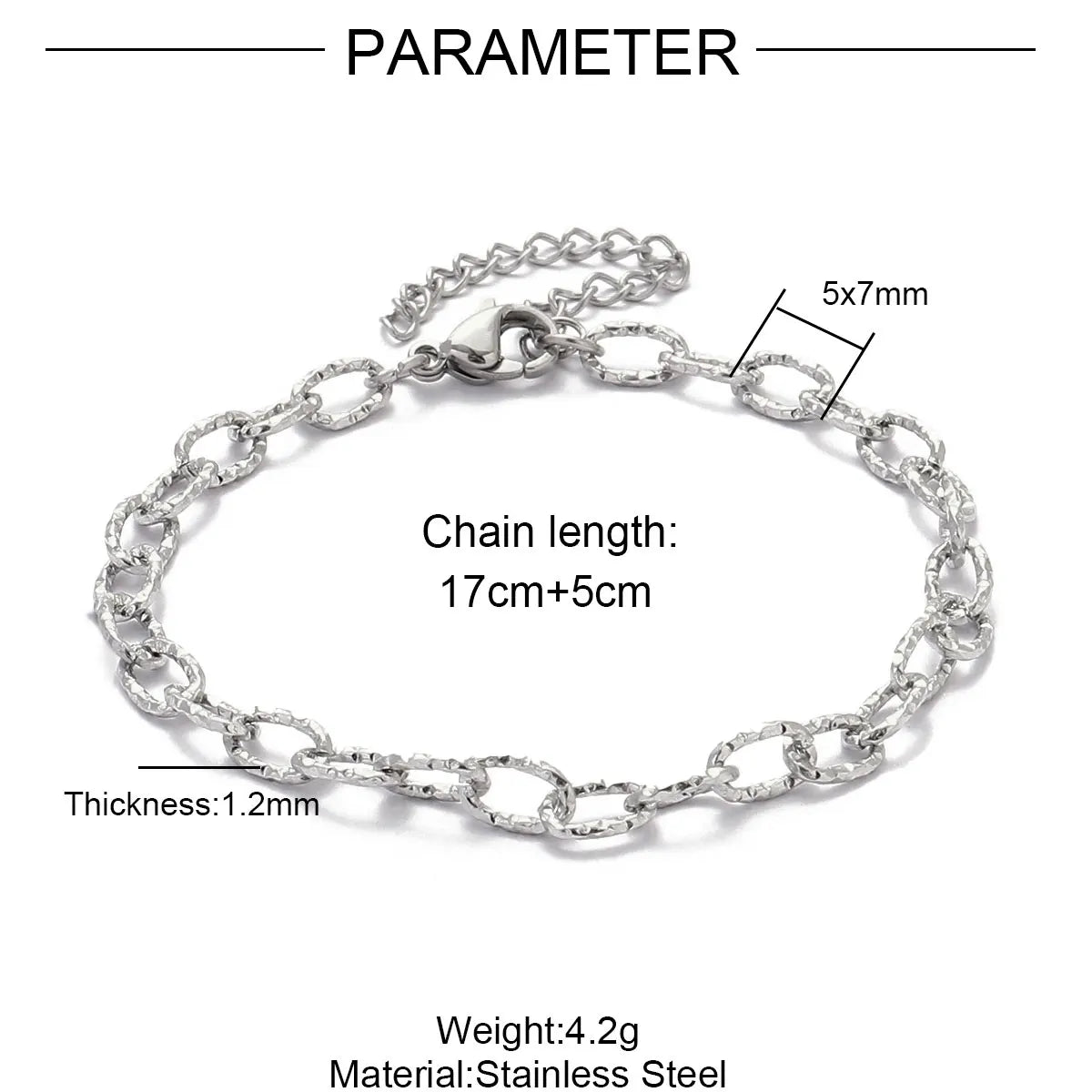 Lot de 5 Bracelets Chaîne Paperclip Acier Inoxydable - DIY & Artisanat