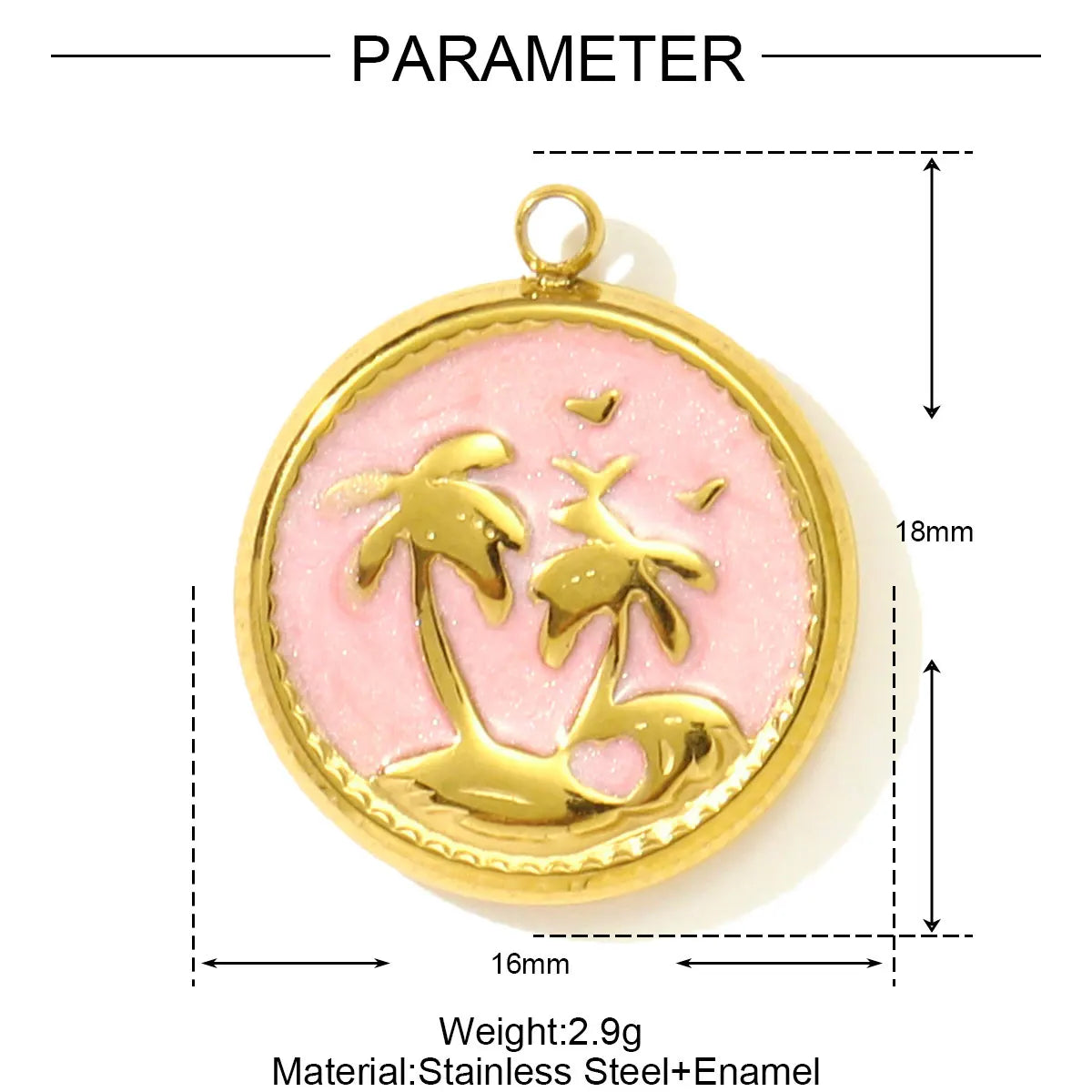 3pcs/Lot Stainless Steel Enamel Starfish Round DIY Charms Palm Tree Fishtail Necklace Pendants Woman Summer Holiday Jewelry