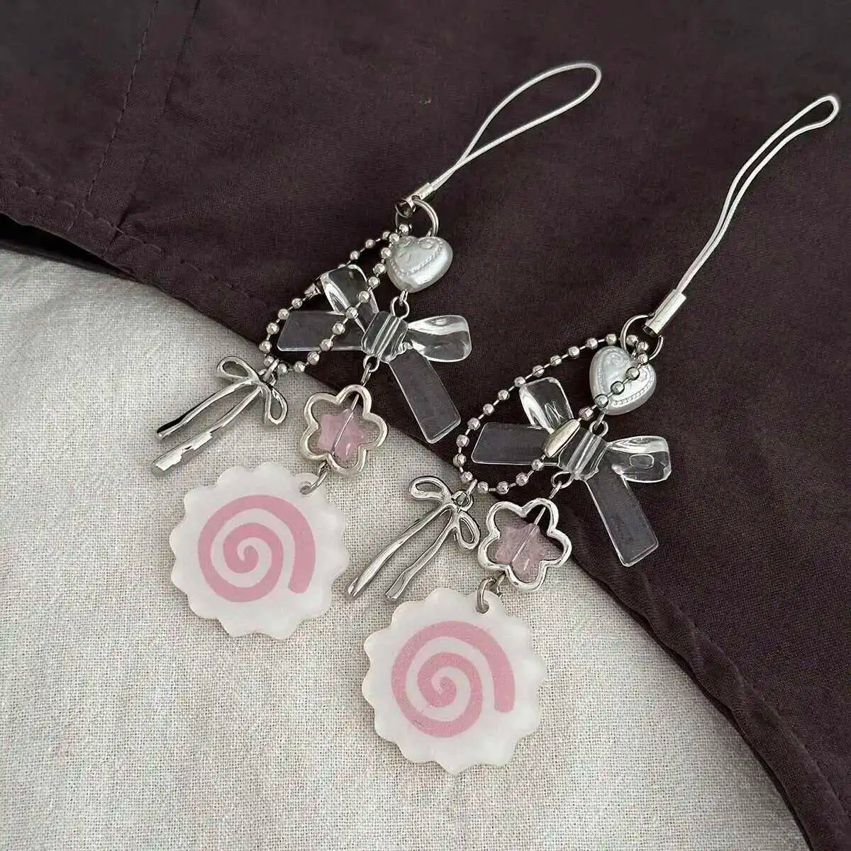 Porte-clés Pendentif Fleur & Nœud Y2K - Accessoire Sac & Téléphone