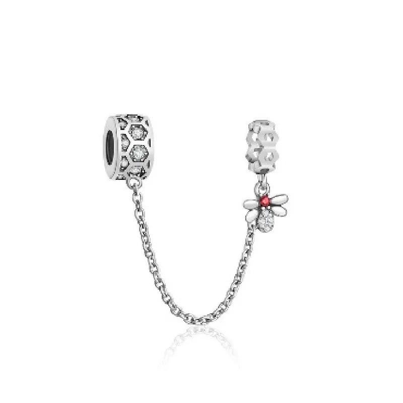 Fashionable 925 Sterling Silver Camera, Honey Pot, Elephant Pendant,Fit European Bracelet DIY Women's Charm Jewelry Safety Chain