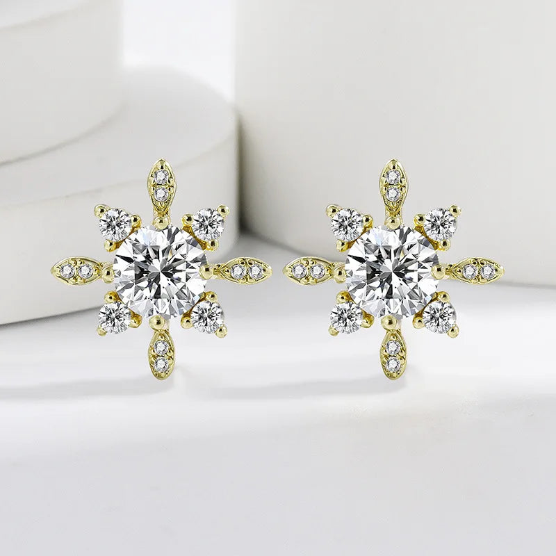 Boucles d'Oreilles Flocon de Neige Zircon - Argent Sterling 925