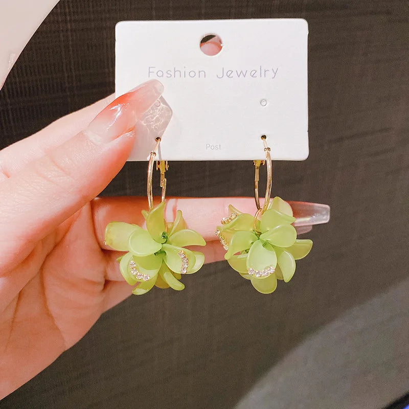 Boucles d'Oreilles Fleur Acrylique - Style Coréen Tendance 2025