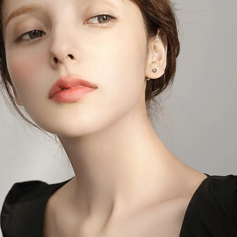 Fashion Cute 925 Silver Needle Simple Butterfly Ball Stud Earrings Female Students All-match Jewelry Accessories Noble Gifts