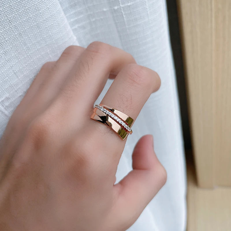 SYOUJYO Single Row Natural Zircon Rings For Women Glossy 585 Gold Color Elegant Party Wedding Jewelry Luxury Design