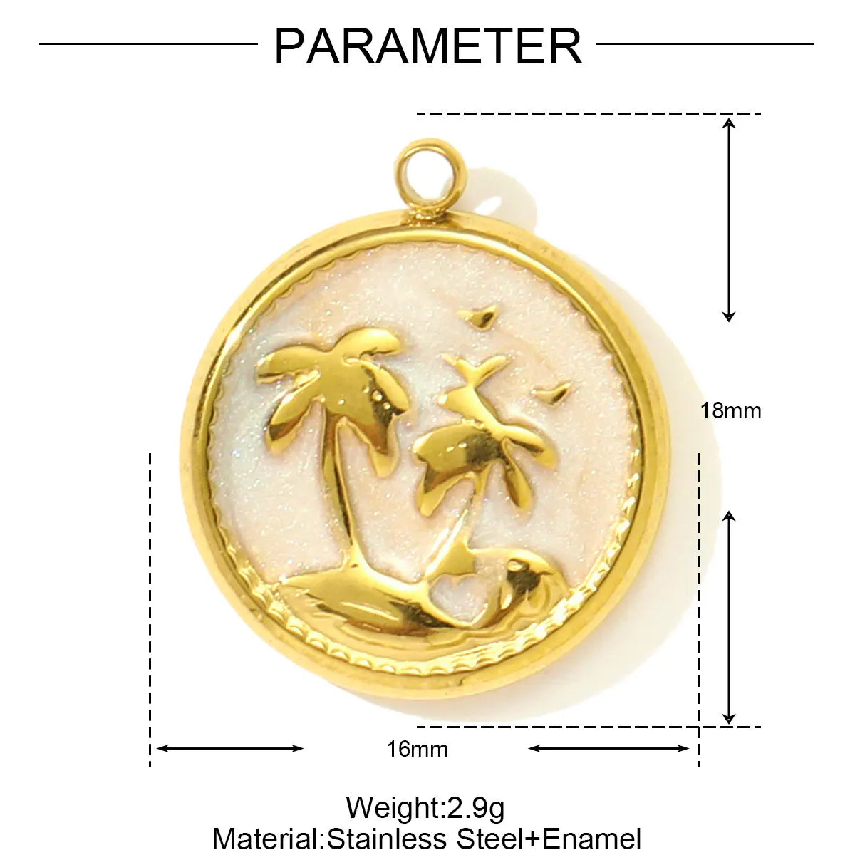 3pcs/Lot Stainless Steel Enamel Starfish Round DIY Charms Palm Tree Fishtail Necklace Pendants Woman Summer Holiday Jewelry