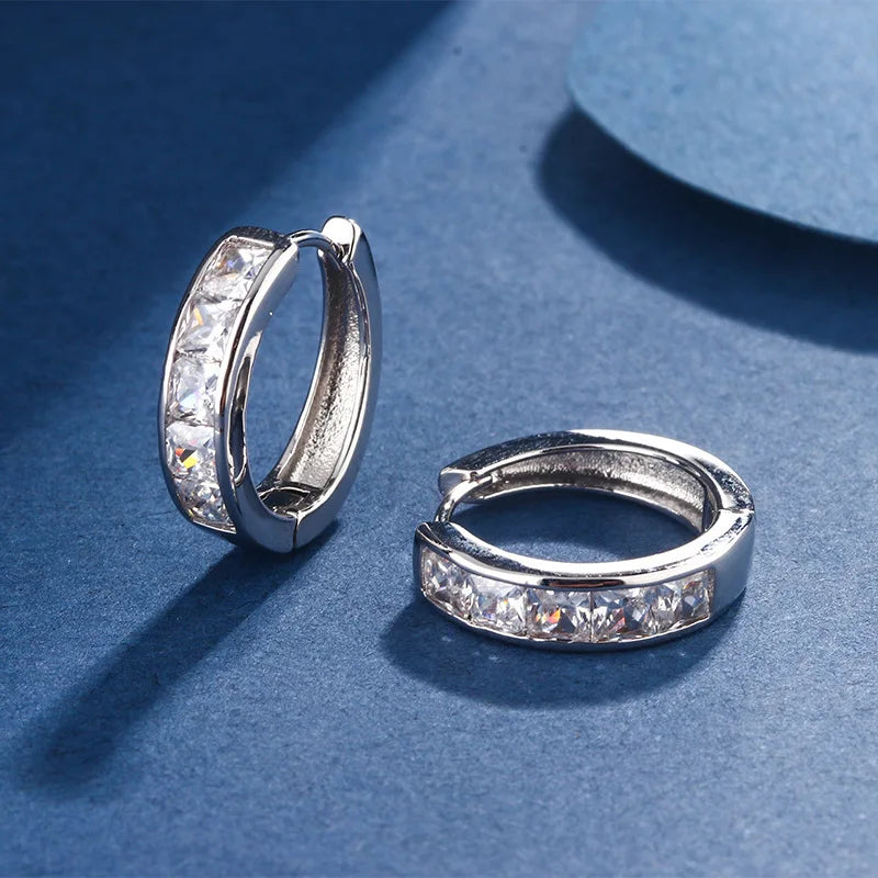 Gold Color Zircon Round Circle Hoops Earrings For Women Fashion Design Minimalist Ear buckle Earrings Party Wedding Jewelry Gift
