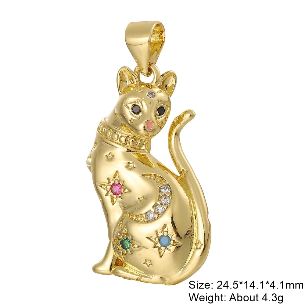 Juya 18K Real Gold Plated Animal Pendants Supplies Handmade Cubic Zirconia Cute Bear Charms For DIY Women Fashion Jewelry Making