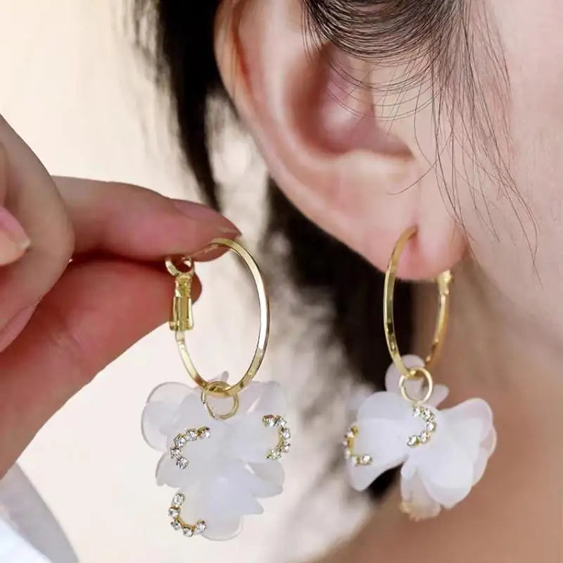 Boucles d'Oreilles Fleur Acrylique - Style Coréen Tendance 2025