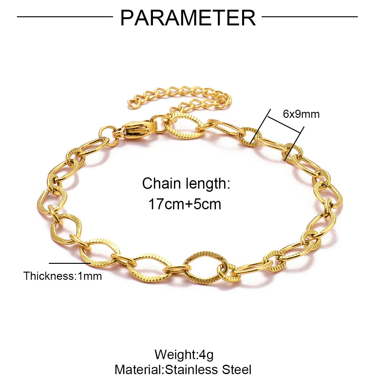 Lot de 5 Bracelets Chaîne Paperclip Acier Inoxydable - DIY & Artisanat