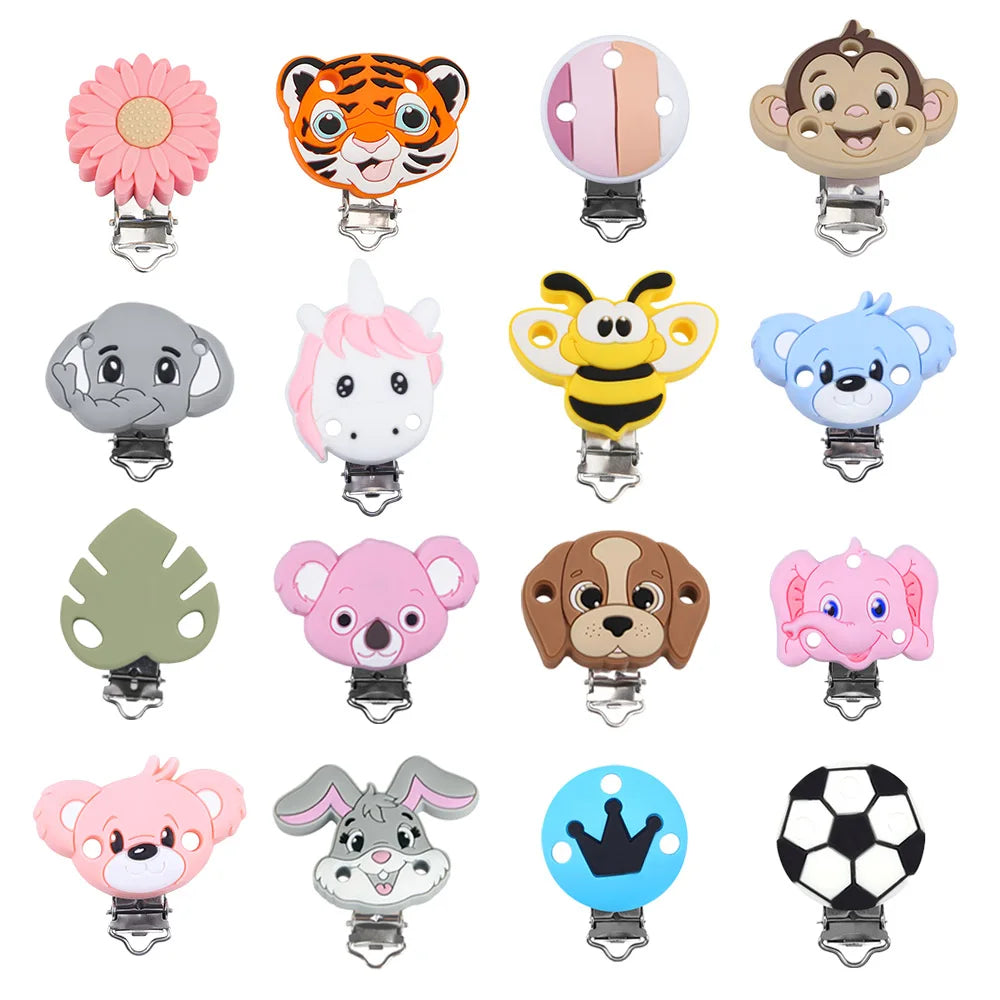 Sunrony 1Pc Animal Cartoon Silicone Pacifier Clip Food Grade DIY Pacifier Chain Accessories For Jewelry Making