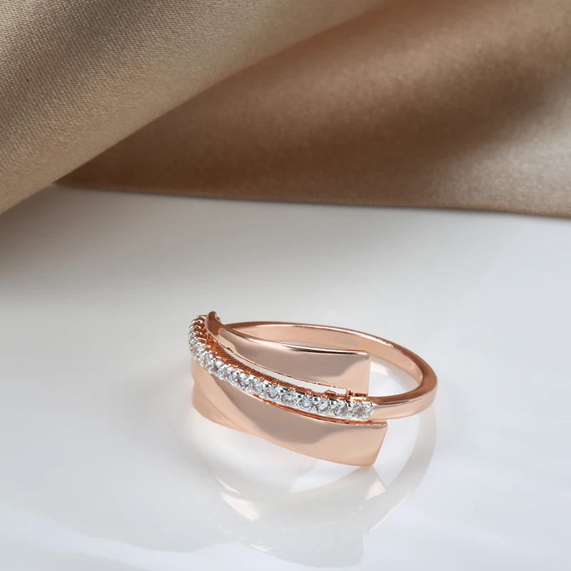 SYOUJYO Single Row Natural Zircon Rings For Women Glossy 585 Gold Color Elegant Party Wedding Jewelry Luxury Design