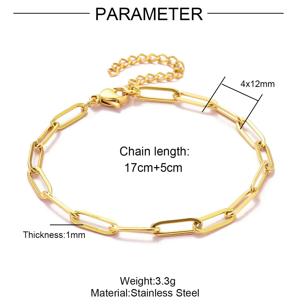 Lot de 5 Bracelets Chaîne Paperclip Acier Inoxydable - DIY & Artisanat