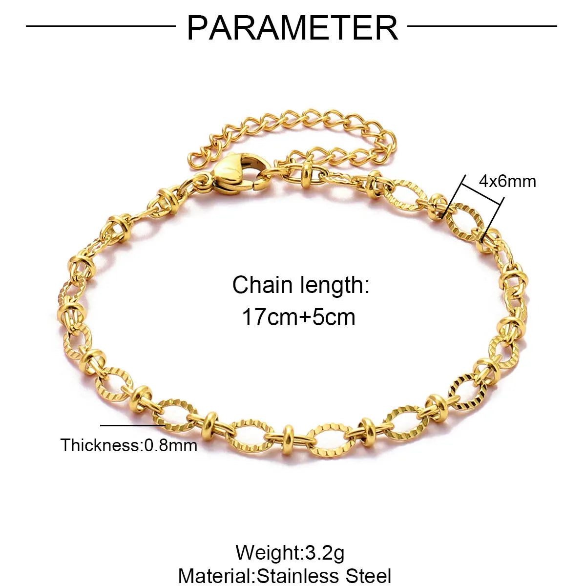 Lot de 5 Bracelets Chaîne Paperclip Acier Inoxydable - DIY & Artisanat