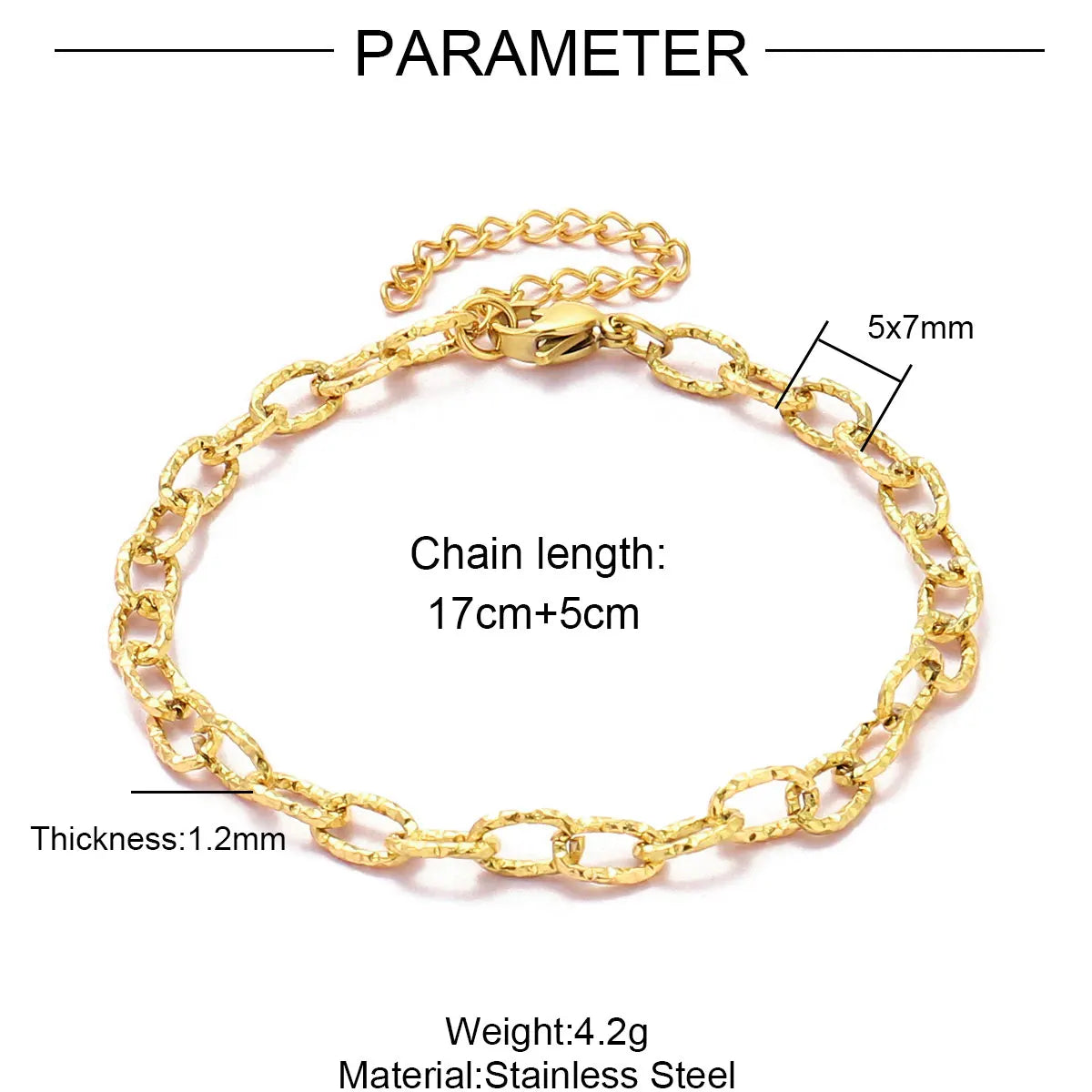 Lot de 5 Bracelets Chaîne Paperclip Acier Inoxydable - DIY & Artisanat
