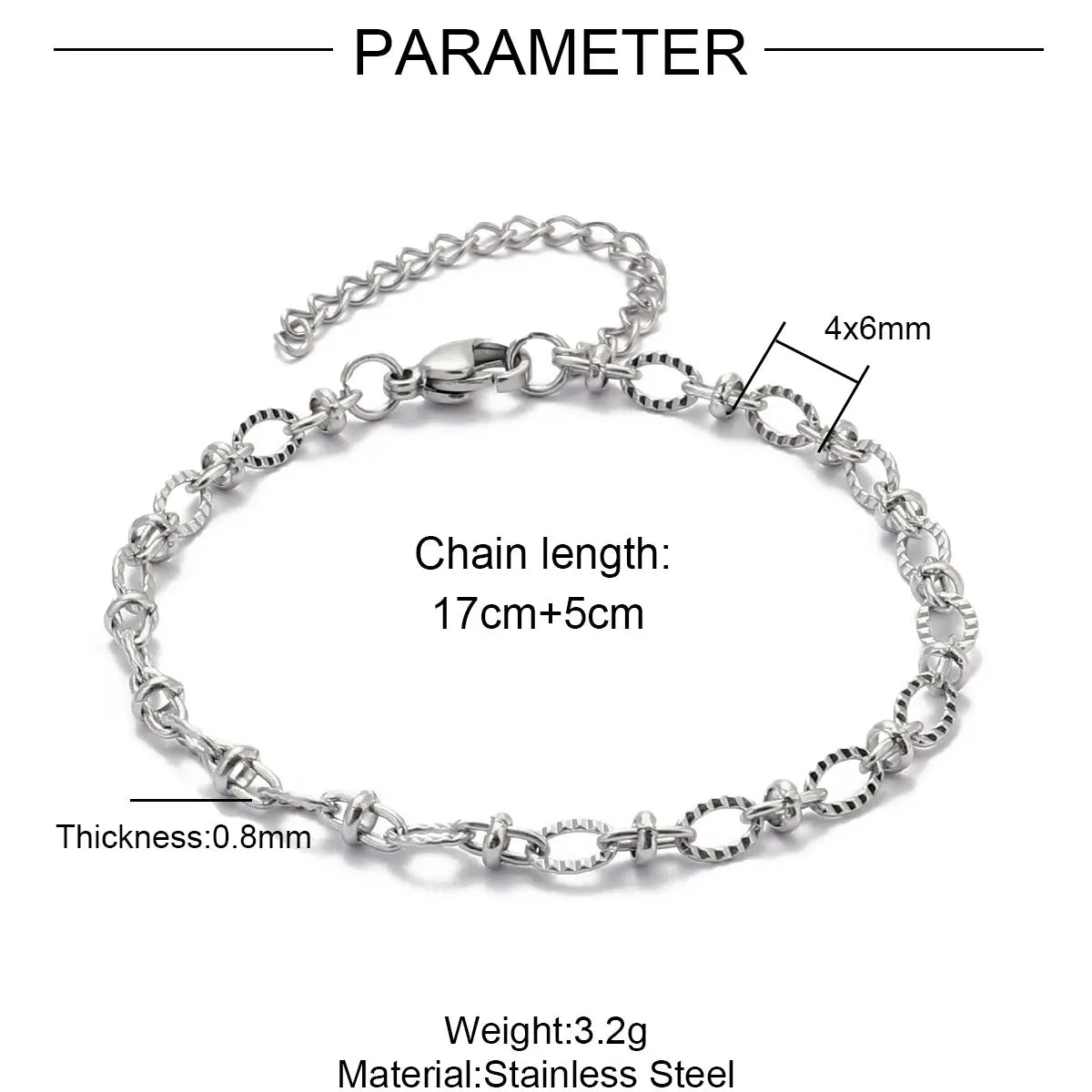 Lot de 5 Bracelets Chaîne Paperclip Acier Inoxydable - DIY & Artisanat