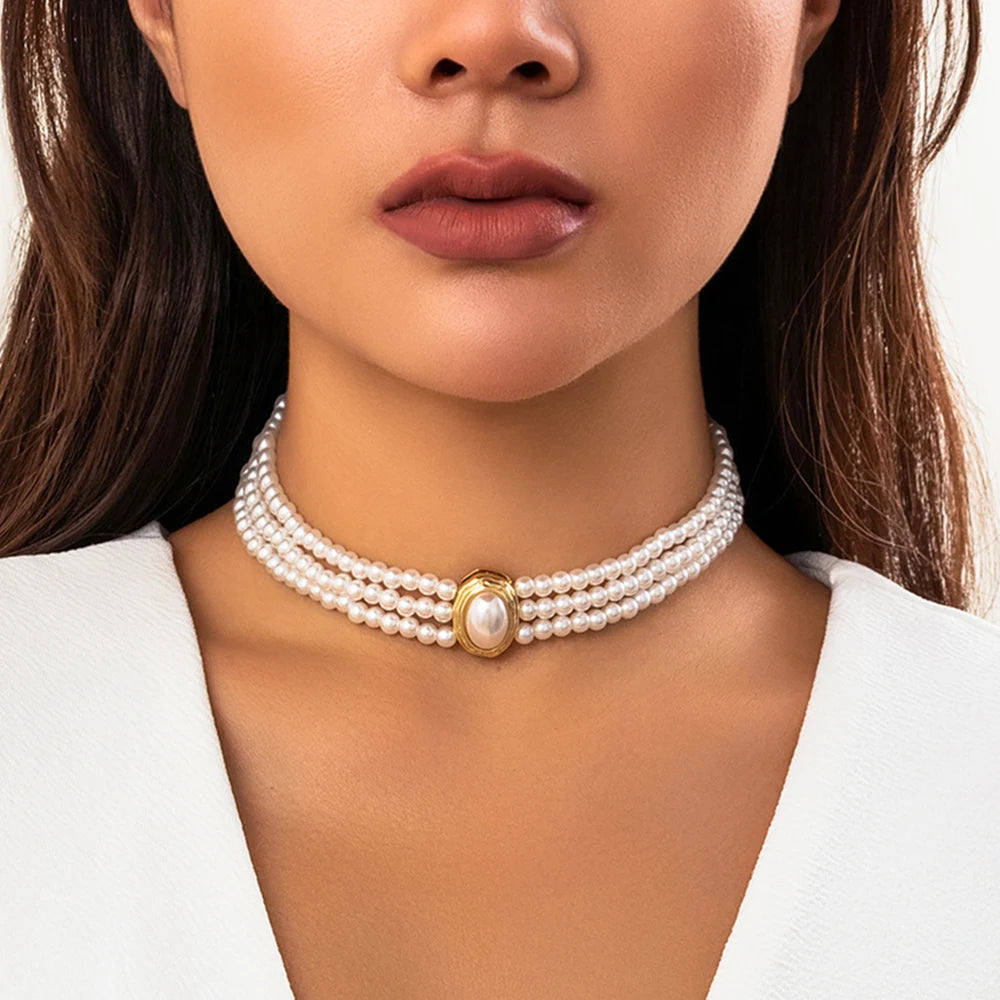 Collier Choker Perles & Strass - Bijou de Mariage