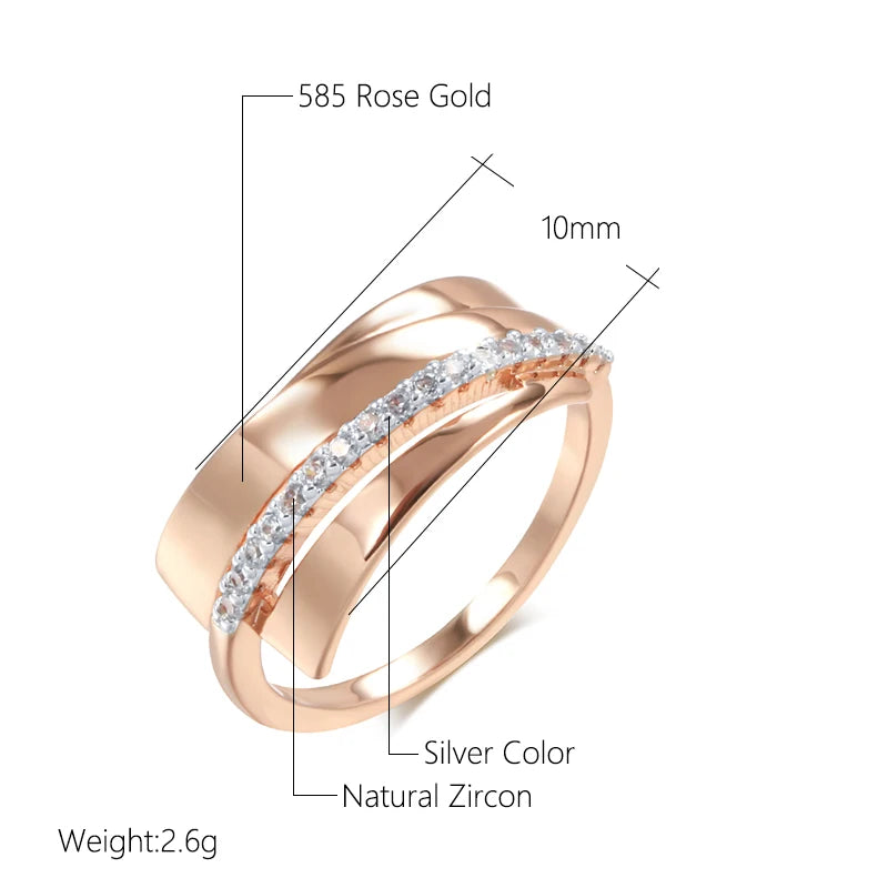 SYOUJYO Single Row Natural Zircon Rings For Women Glossy 585 Gold Color Elegant Party Wedding Jewelry Luxury Design