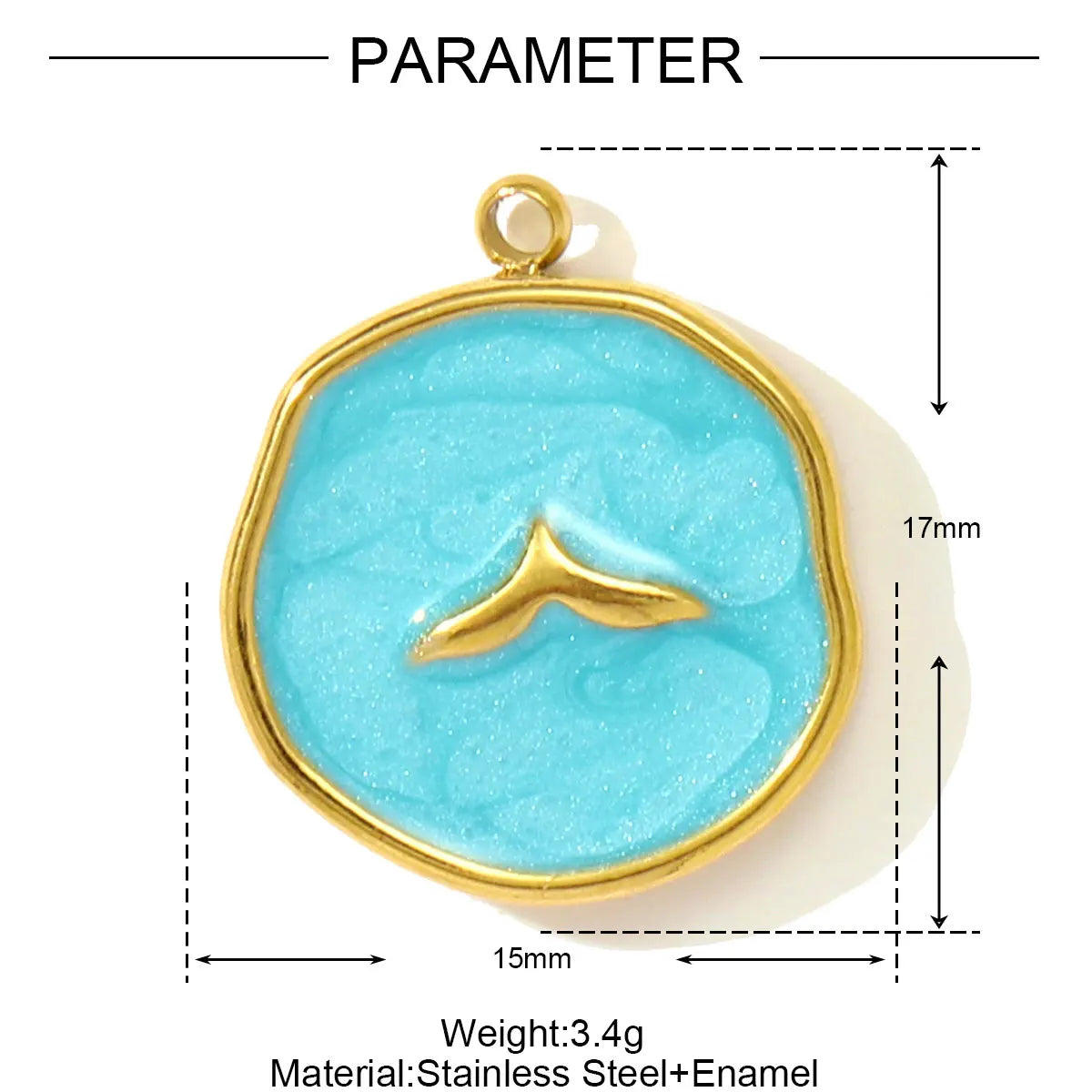 3pcs/Lot Stainless Steel Enamel Starfish Round DIY Charms Palm Tree Fishtail Necklace Pendants Woman Summer Holiday Jewelry