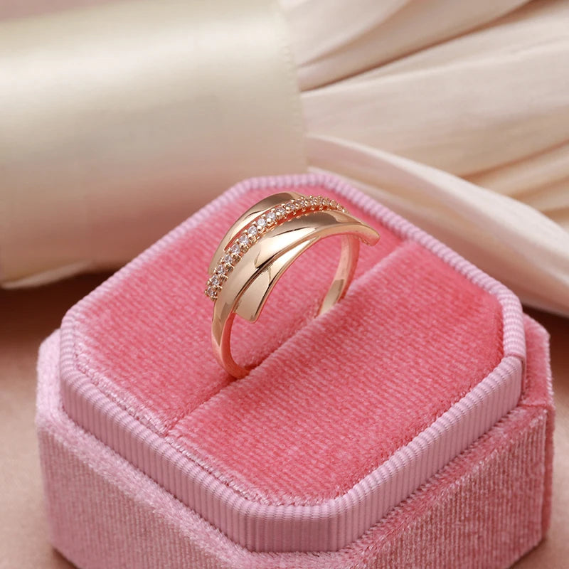SYOUJYO Single Row Natural Zircon Rings For Women Glossy 585 Gold Color Elegant Party Wedding Jewelry Luxury Design