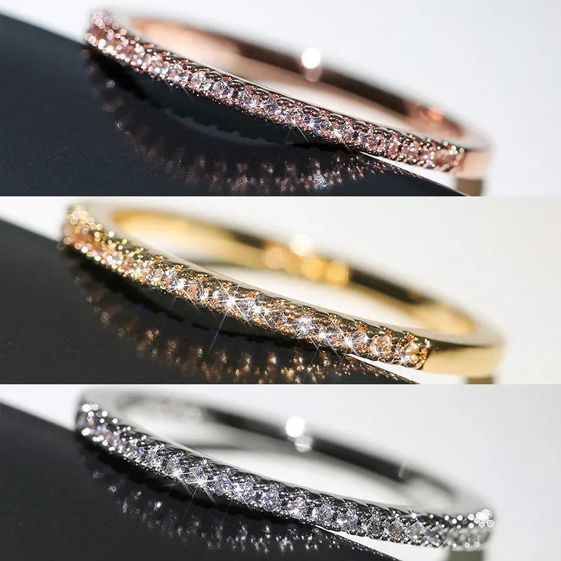 Bague Fine Zircon Cubique - Anneau Minimaliste pour Femme