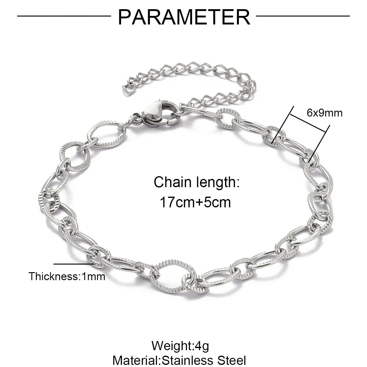 Lot de 5 Bracelets Chaîne Paperclip Acier Inoxydable - DIY & Artisanat