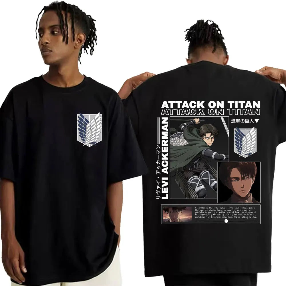 T-Shirt Graphique Anime Attack on Titan - Levi Ackerman Vintage