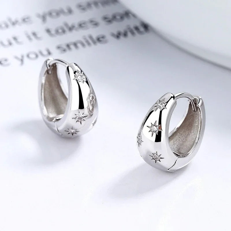 Gold Color Zircon Round Circle Hoops Earrings For Women Fashion Design Minimalist Ear buckle Earrings Party Wedding Jewelry Gift