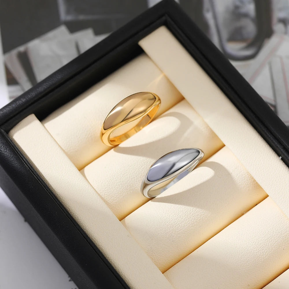 Waterproof Stainless Steel Double Waterdrop Rings Set for Women Polished Chunky Teardrop Couple Ring Minimalist Love's Jewelry