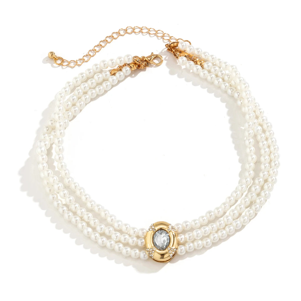 Collier Choker Perles & Strass - Bijou de Mariage