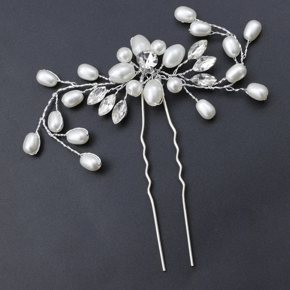 Tiare Mariage Perles & Cristaux - Accessoire Cheveux Nuptial 35cm