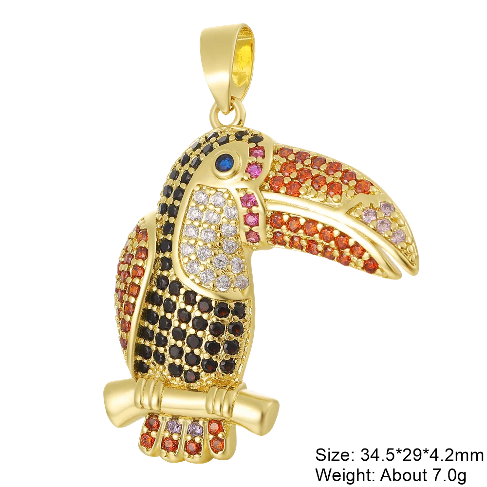 Juya 18K Real Gold Plated Animal Pendants Supplies Handmade Cubic Zirconia Cute Bear Charms For DIY Women Fashion Jewelry Making