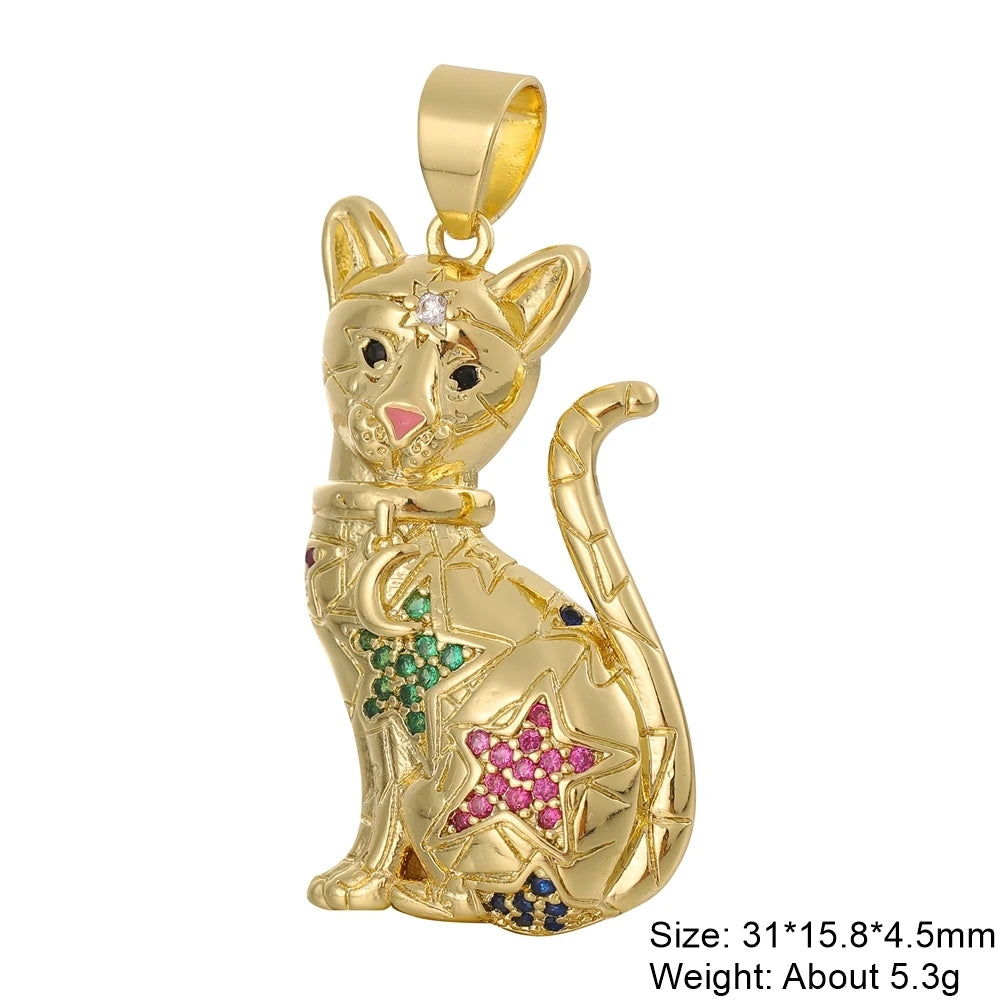 Juya 18K Real Gold Plated Animal Pendants Supplies Handmade Cubic Zirconia Cute Bear Charms For DIY Women Fashion Jewelry Making
