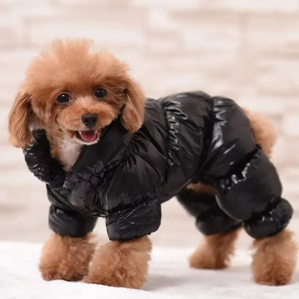 Dog Cat Pet Clothing Waterproof Clothes Faux Leather Down Jacket for Small Medium Dogs Pet Supplies Puppy Coat