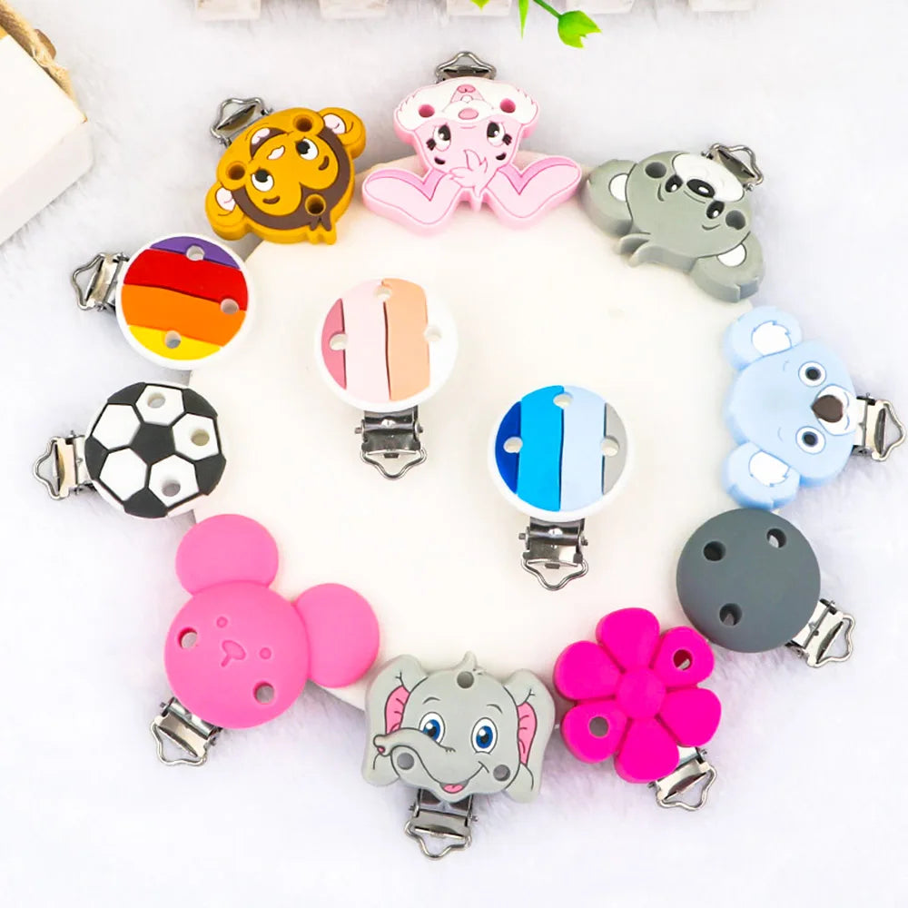 Sunrony 1Pc Animal Cartoon Silicone Pacifier Clip Food Grade DIY Pacifier Chain Accessories For Jewelry Making