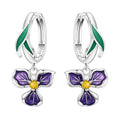 Orstarry 925 Sterling Silver Blue Purple Iris Flower Drop Earrings Women Earrings Charm Trend Versatile Party Jewelry Gifts